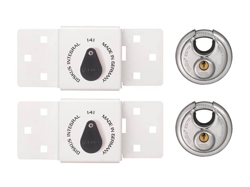ABUS Mechanical ABUVANLOCKT 141/200 Diskus® Integral Van Lock White & 26/70mm Diskus® Padlock Twin Pack