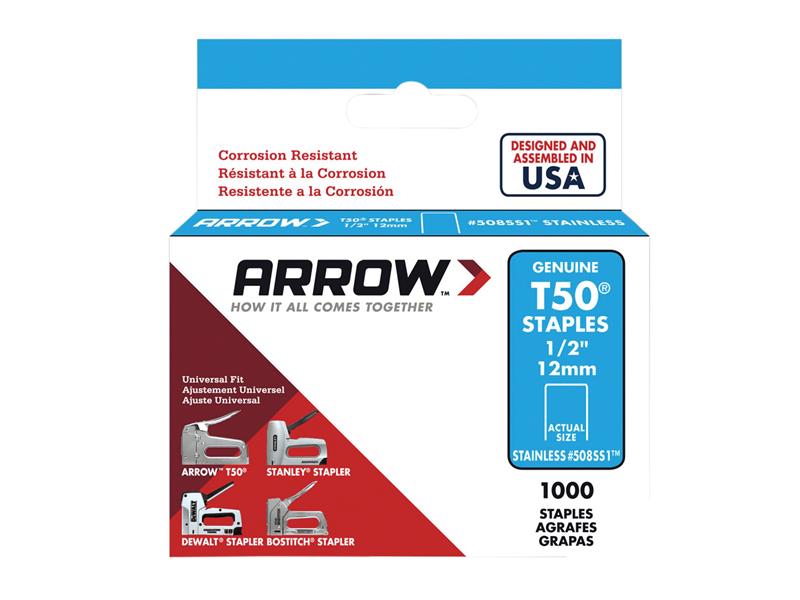 Arrow ARRT5012SS T50 Stainless Steel Staples