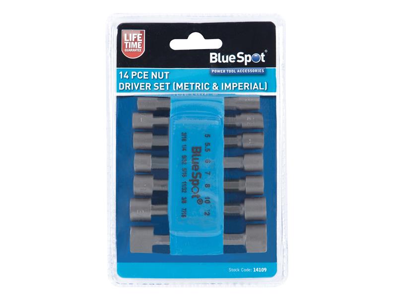 BlueSpot Tools B/S14109 Metric & Imperial Nut Driver Set, 14 Piece