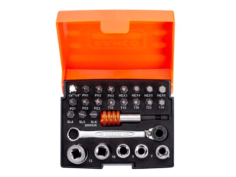 Bahco BAH2058S26 2058/S26 1/4in Drive Ratchet Socket Set, 26 Piece