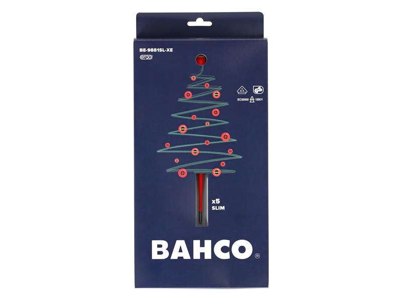 Bahco BAH9881SLXE XMAS BE-9881SL ERGO™ Slim VDE Insulated Screwdriver Set, 5 Piece