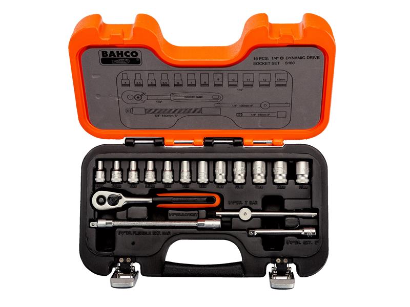 Bahco BAHS160 S160 1/4in Drive Socket Set, 16 Piece