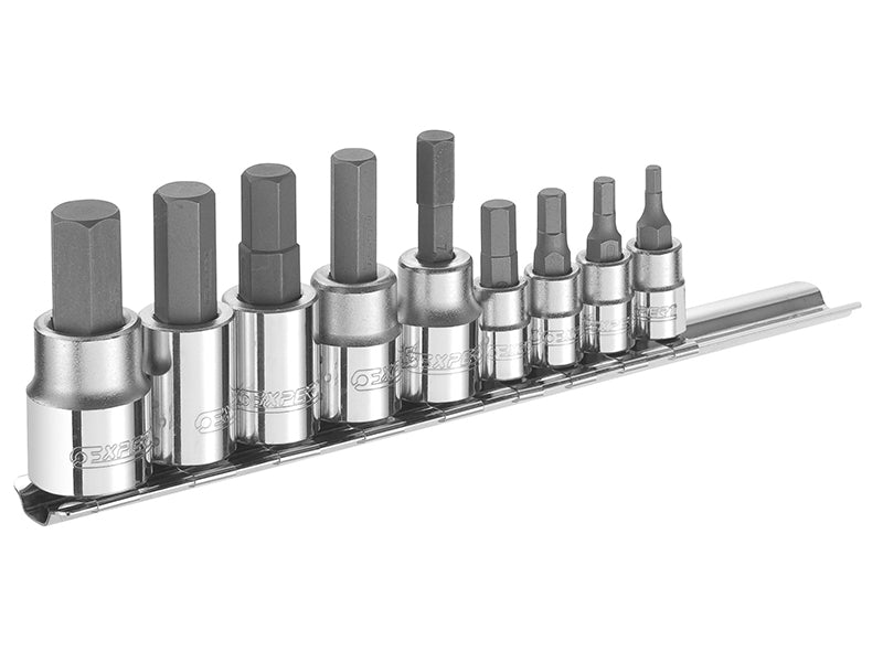 Expert BRIE034802B 1/4 & 3/8in Drive Hex Bit Socket Set, 9 Piece