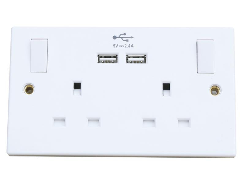 Dencon DCN4410NB Switched Socket 2-Gang + 2 USB Ports 13A