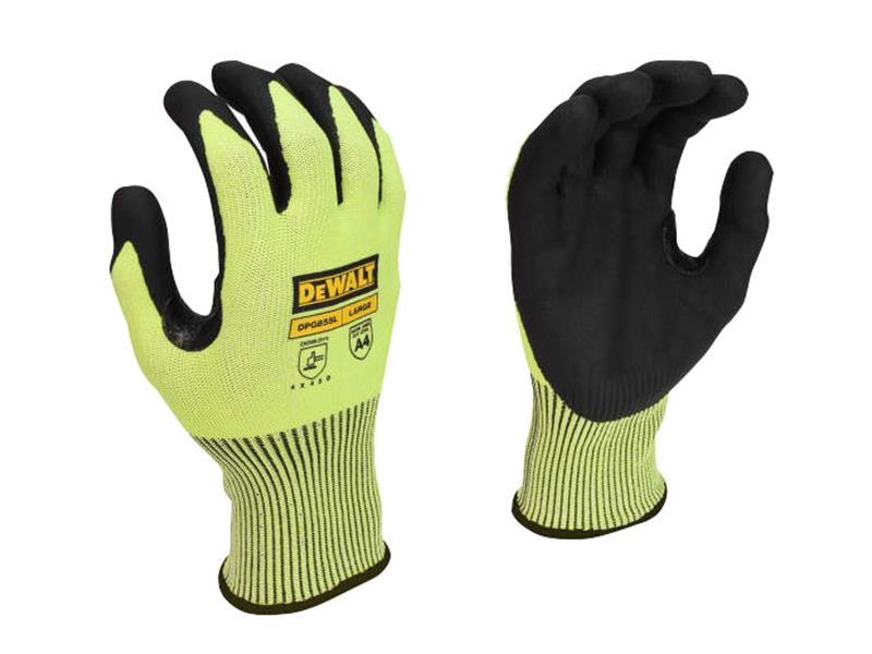 DEWALT DEWDPG855L Hi-Vis Cut D Grip Gloves - L (Size 9)