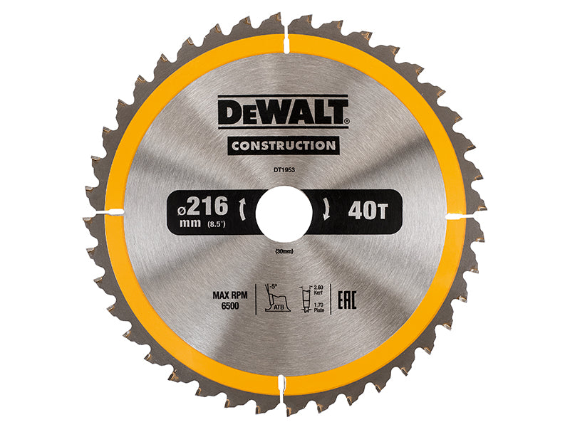 DEWALT DEWDT1953QZ Stationary Construction Circular Saw Blade