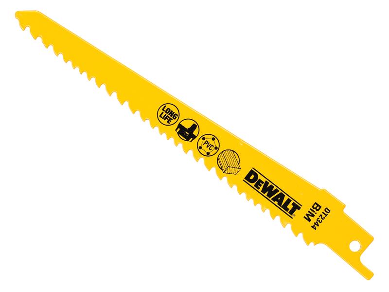 DEWALT DEWDT2344QZ Bi-Metal Reciprocating Blade for Wood Cordless 152mm Pack of 5