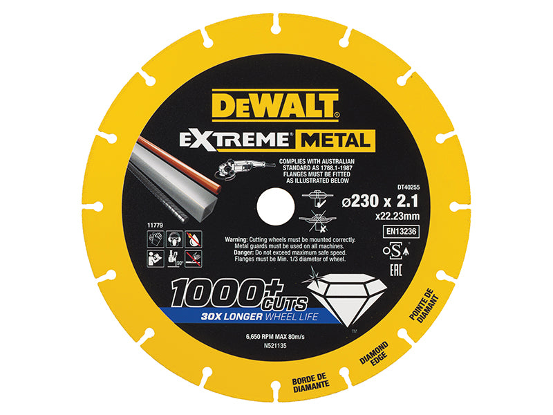 DEWALT DEWDT40255QZ Extreme Metal Cut Off Saw Blade 230 x 22.23 x 2.10mm