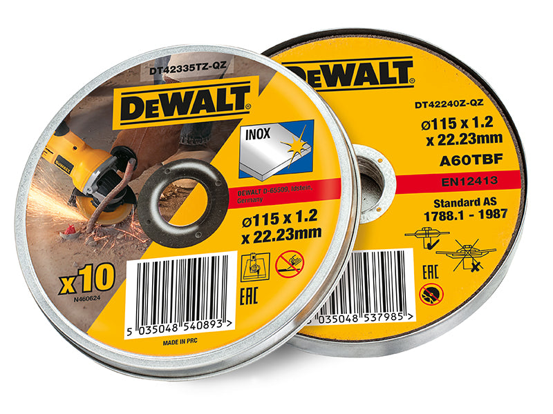 DEWALT DEWDT42335TZ DT42335TZ Inox Metal/Stainless Cutting Disc 115 x 1.2 x 22.23mm (Tin of 10)