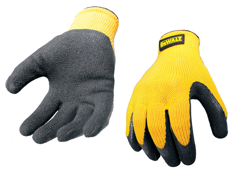 DEWALT DEWGRIPPER Yellow Knit Back Latex Gloves - Large