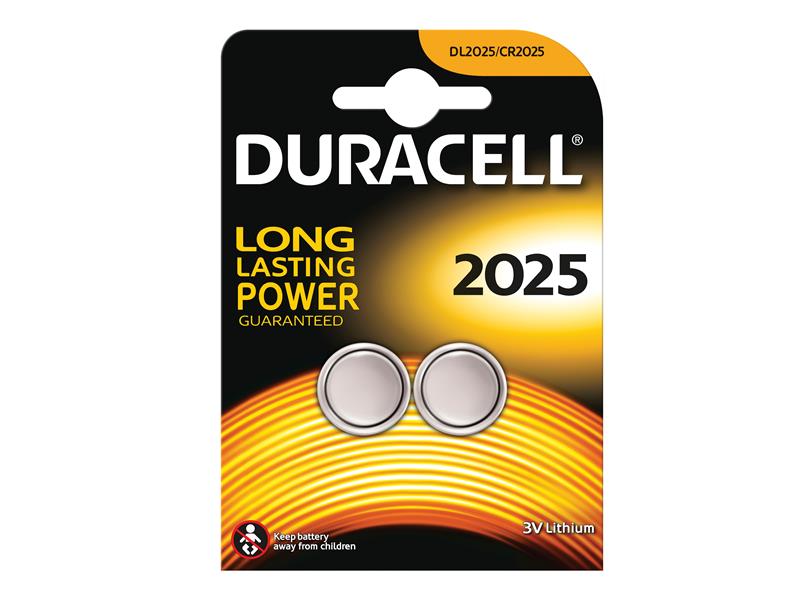 Duracell DURCR2025 CR2025 Coin Lithium Battery (Pack 2)