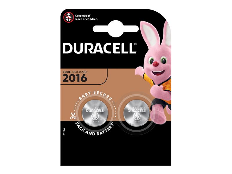 Duracell DURS5735 CR2016 Coin Lithium Battery (Pack 2)