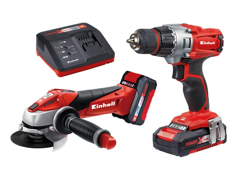 Einhell EINTETK18LIK TE-TK 18 Li Drill & Grinder Kit 18V 1 x 1.5Ah & 1 x 3.0Ah Li-ion