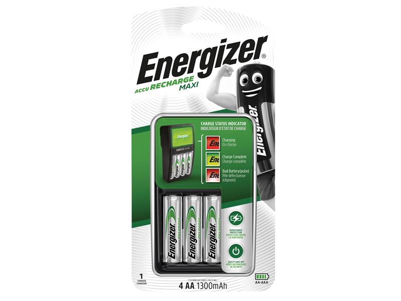 Energizer® ENGCOMPAC Maxi Charger plus 4 x AA 1300 mAh Batteries
