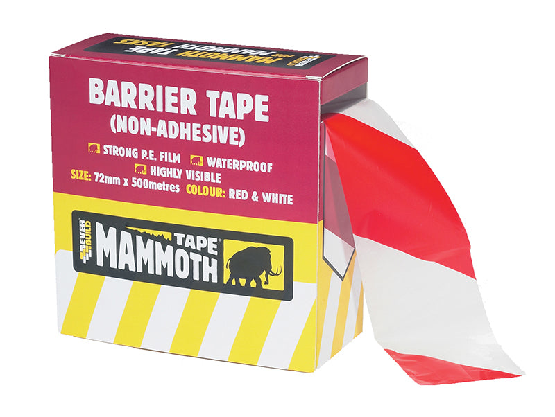 Everbuild Sika EVB2BARRD500 Barrier Tape Red / White 72mm x 500m