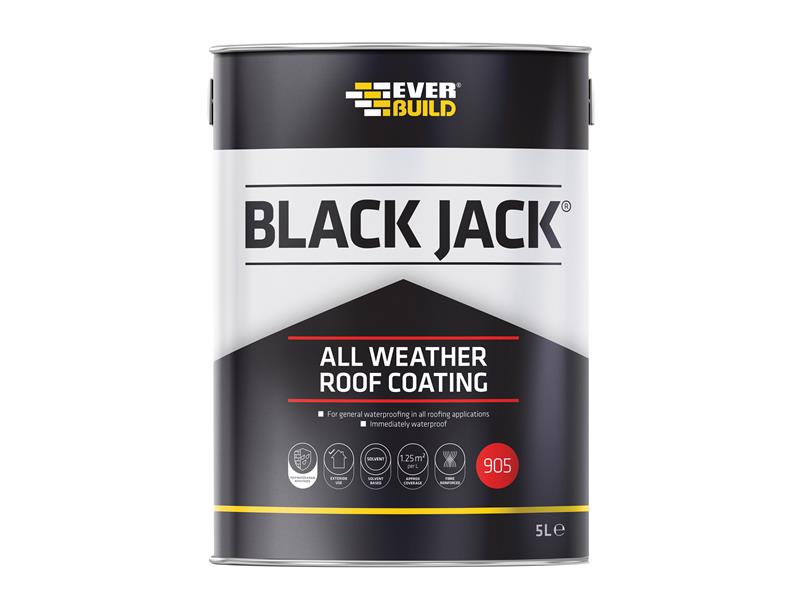 Everbuild Sika EVB90505 Black Jack® 905 All Weather Roof Coating 5 litre