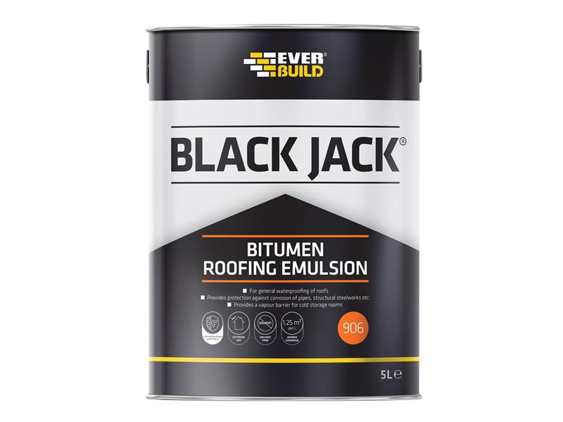 Everbuild Sika EVB90605 Black Jack® 906 Bitumen Roofing Emulsion 5 litre