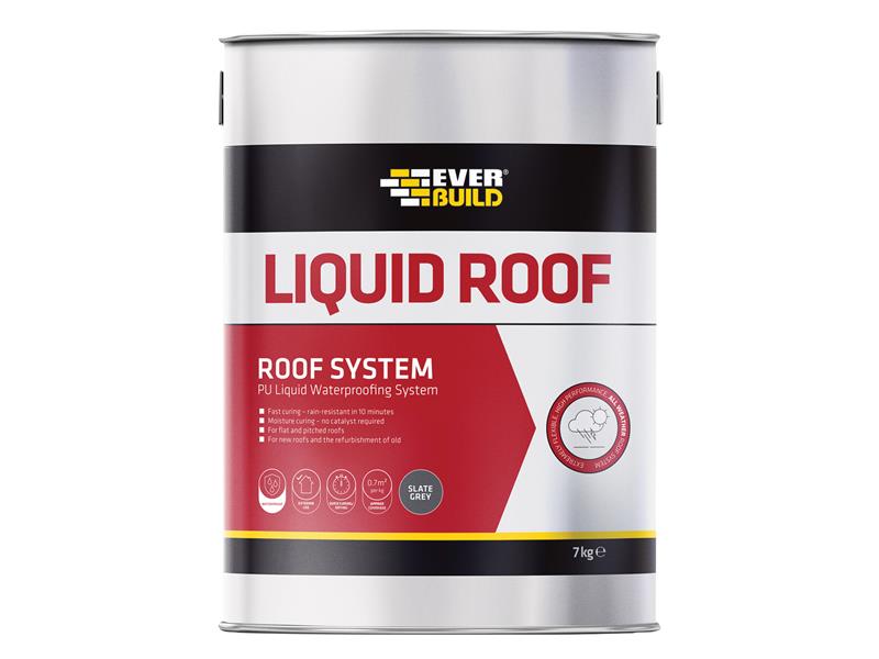Everbuild Sika EVBAQLIQRFG7 Aquaseal Liquid Roof Slate Grey 7kg