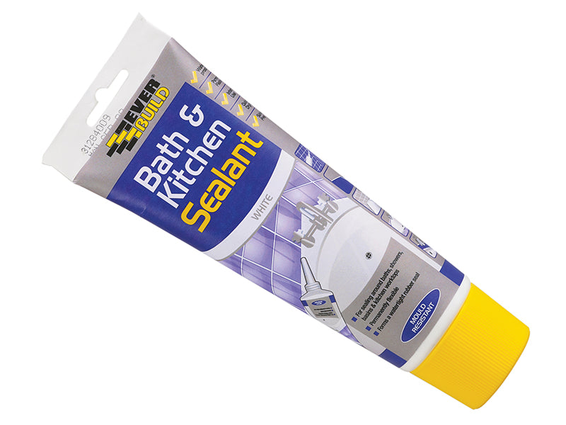 Everbuild Sika EVBEASIBATHW Bath & Kitchen Seal White Easi Squeeze 200ml