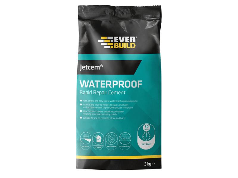 Everbuild Sika EVBJETWAT3 Jetcem Waterproofing Rapid Set Cement (Single 3kg Pack)