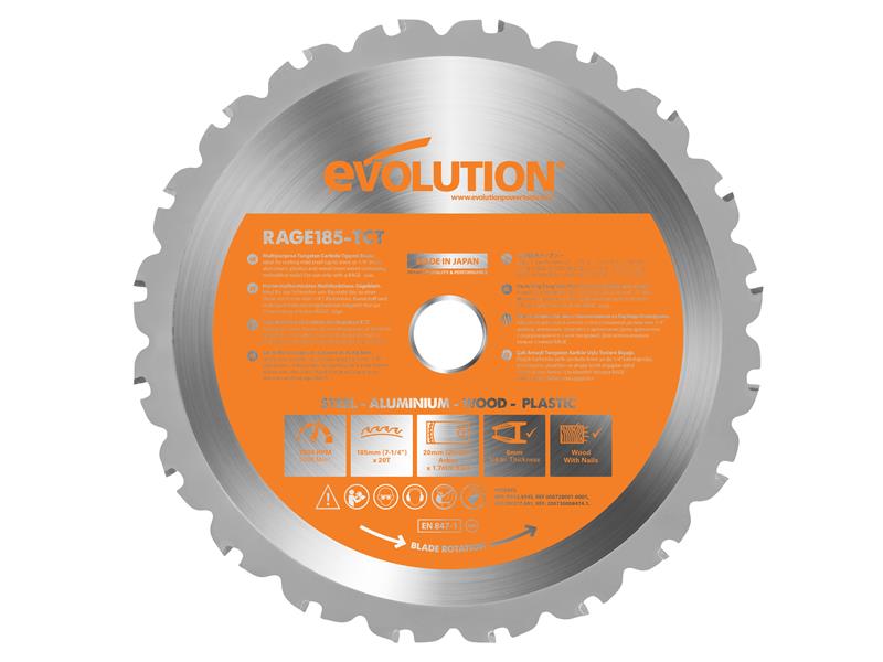 Evolution EVL185MULTCS Multi-Material Saw Blade 185 x 20mm x 20T