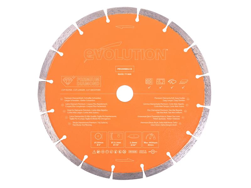 Evolution EVLPD230SEGC Premium Diamond Disc Cutter Blade
