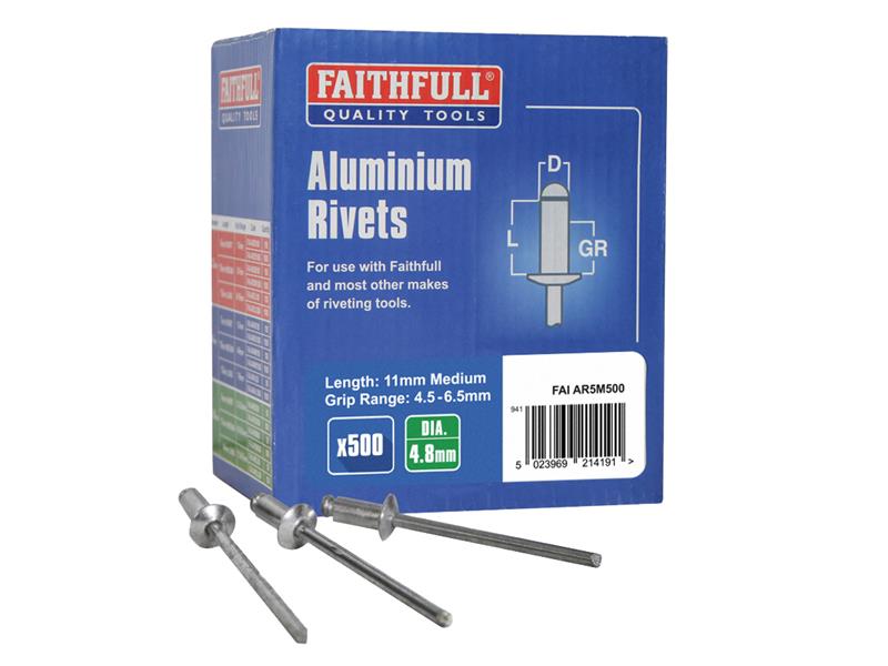 Faithfull FAIAR3S100 Aluminium Rivets