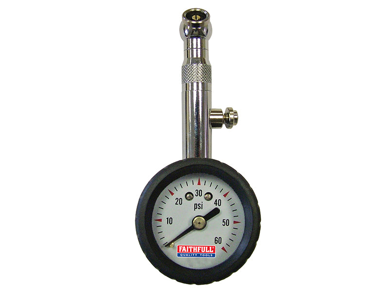 Faithfull FAIAUPGAUGE Tyre Pressure Dial Gauge 60 psi