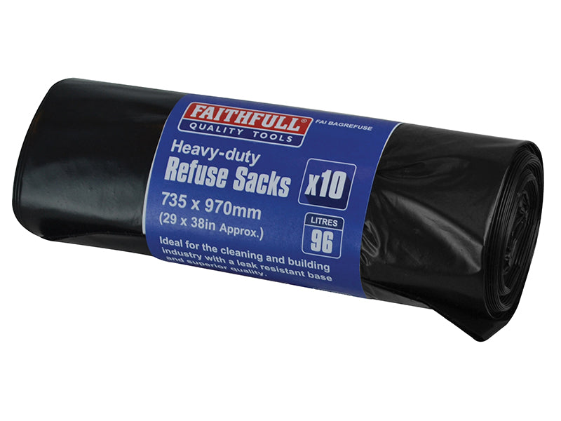 Faithfull FAIBAGREFUSE Heavy-Duty Black Refuse Sacks