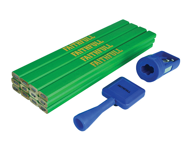 Faithfull FAICPGKIT Carpenter's Pencil Kit Green / Hard (Pack 12)