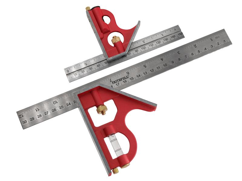 Faithfull FAICS300TP Combination Square Twin Pack 150mm (6in) & 300mm (12in)