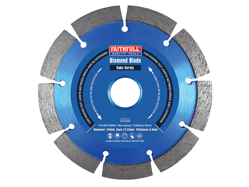 Faithfull FAIDB115MR2 Mortar Raking Diamond Blade 115 x 22mm