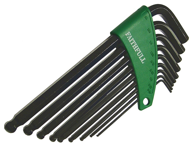 Faithfull FAIHKS9AFLB Imperial Ball End Long Arm Hexagon Key Set, 9 Piece