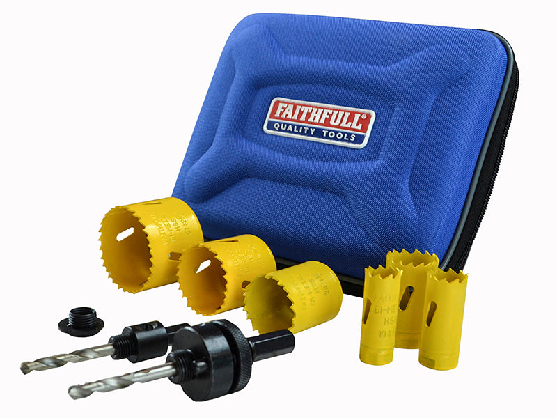 Faithfull FAIHSKP Universal Varipitch Holesaw Plumber's Kit, 9 Piece 19-57mm