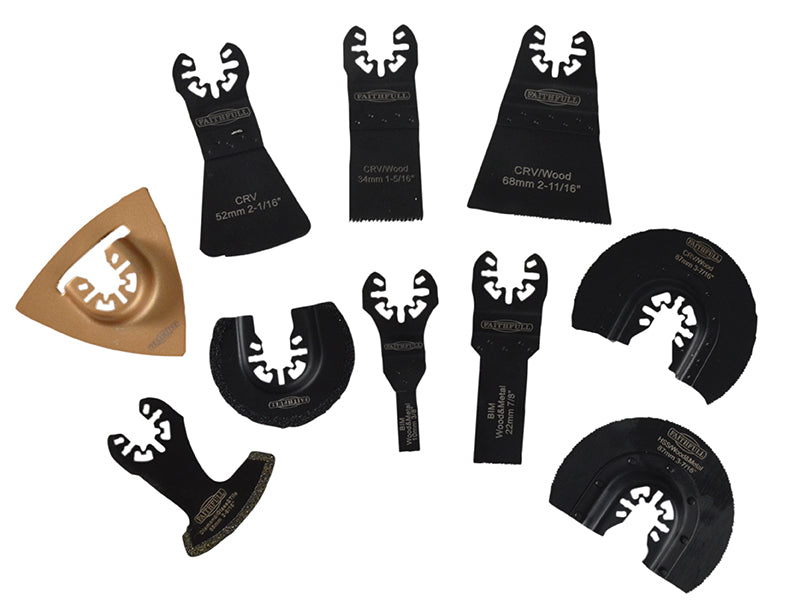 Faithfull FAIMFKIT10 Multi-Function Tool Mixed Blade Set 10 Piece