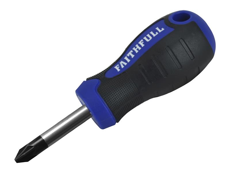 Faithfull FAISDPZ2S Soft Grip Stubby Screwdriver Pozidriv Tip PZ2 x 38mm