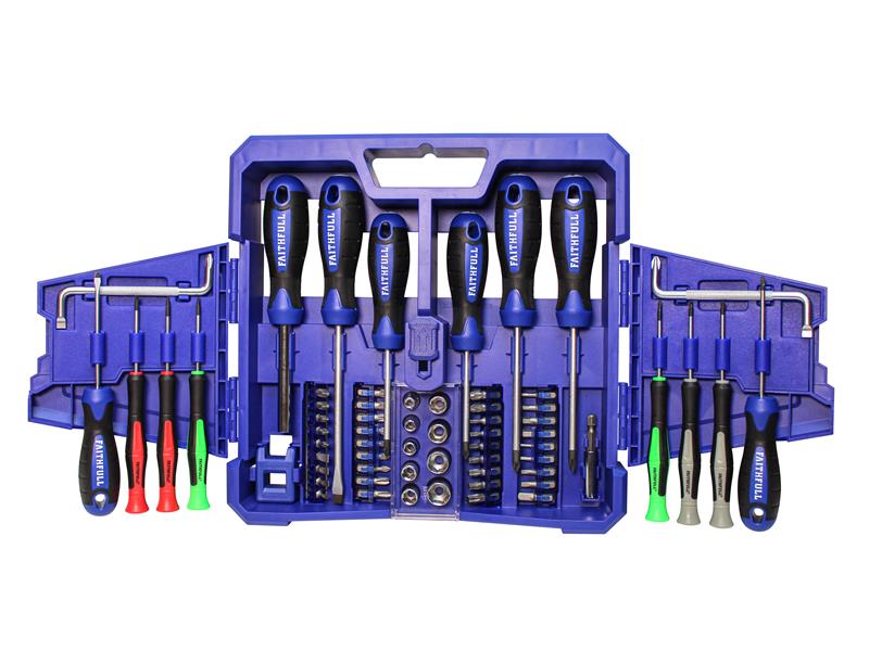 Faithfull FAISDSET63 Fold Out Screwdriver & Bit Set, 63 Piece