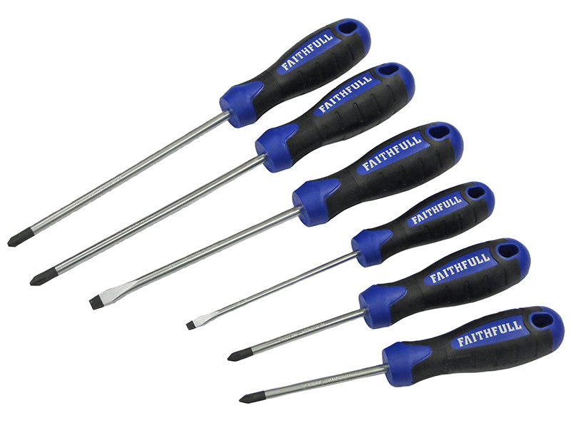 Faithfull FAISDSET6PRO Boxed Soft Grip Screwdriver Set, 6 Piece