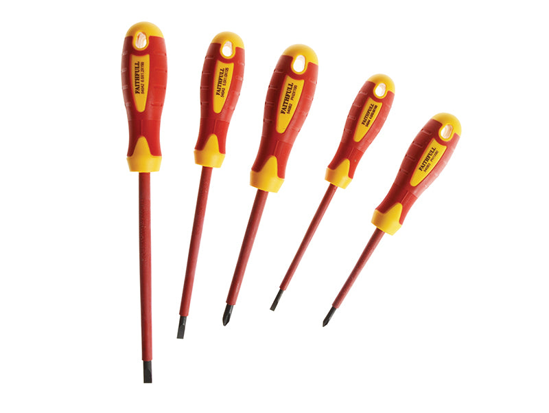 Faithfull FAISDVDESET5 VDE Soft Grip Screwdriver Set, 5 Piece