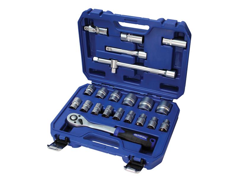 Faithfull FAISOC1222MN 1/2in Drive Socket Set, 22 Piece
