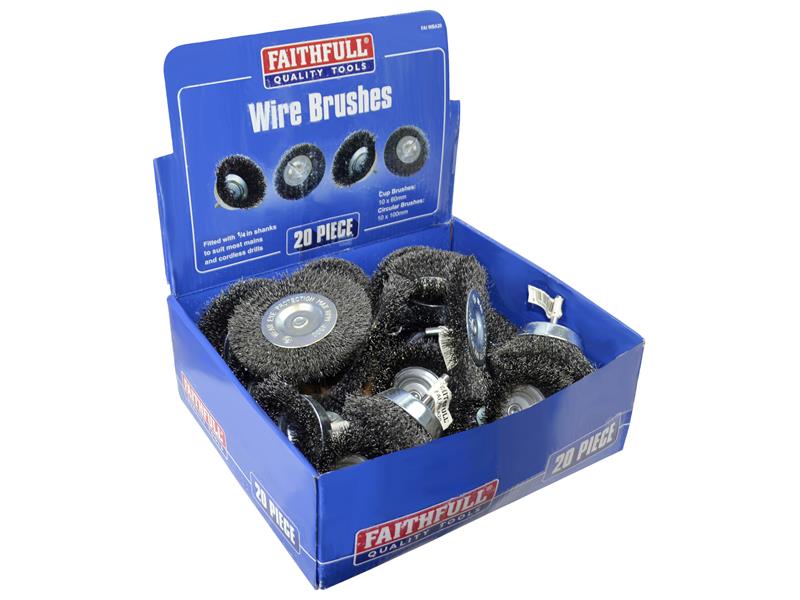 Faithfull FAIWBA20 Wire Brush Assortment 20 Piece