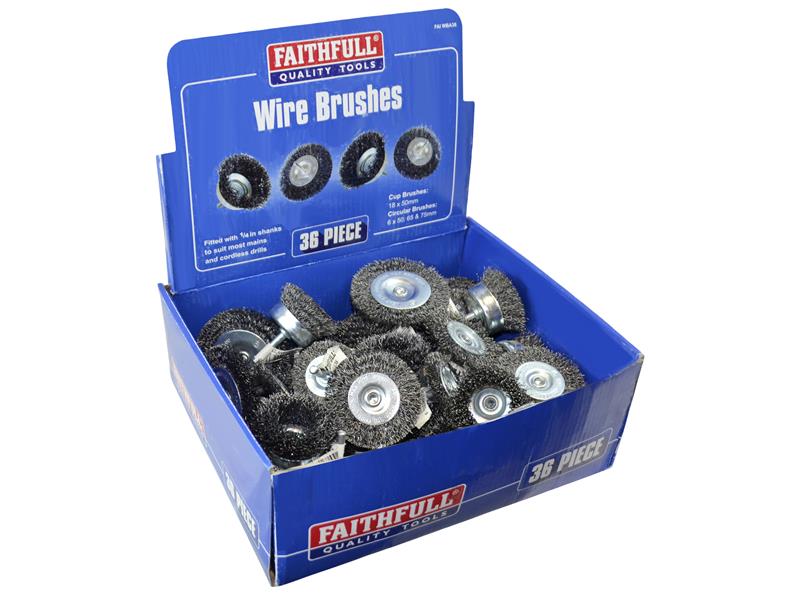 Faithfull FAIWBA36 Wire Brush Assortment 36 Piece