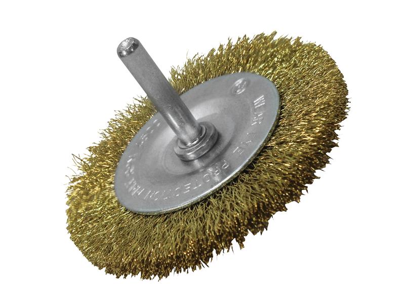 Faithfull FAIWBS75CB Wire Brush 75mm x 6mm Shank, 0.30 Brass Wire