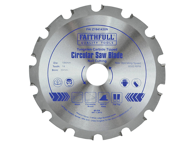 Faithfull FAIZ18414N Professional Nail Cutting TCT Circular Saw Blade