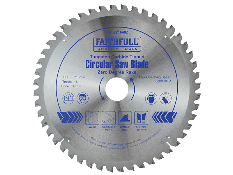 Faithfull FAIZ21648Z Professional Zero Degree TCT Circular Saw Blade