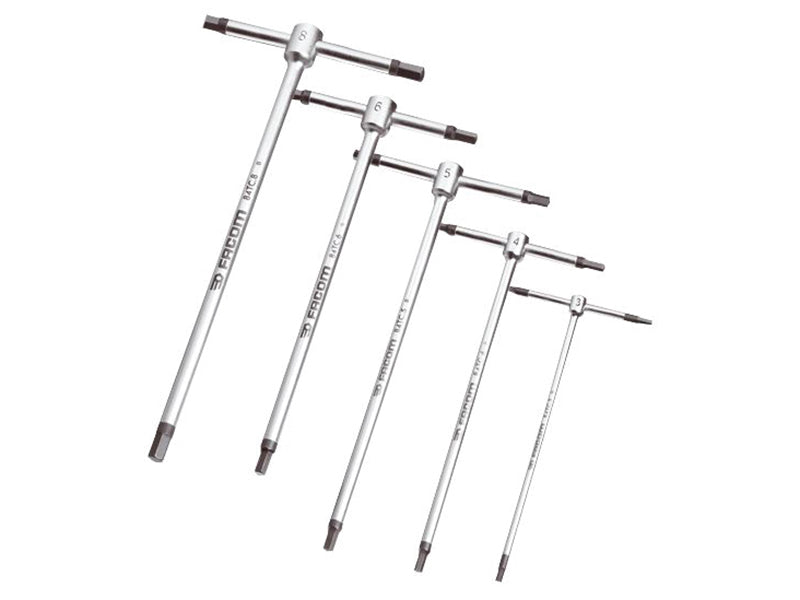 Facom FCM84TCJE5 T-Handle Metric Hexagon Key Set, 5 Piece