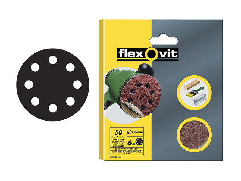 Flexovit FLV26386 Hook & Loop Sanding Discs 115mm