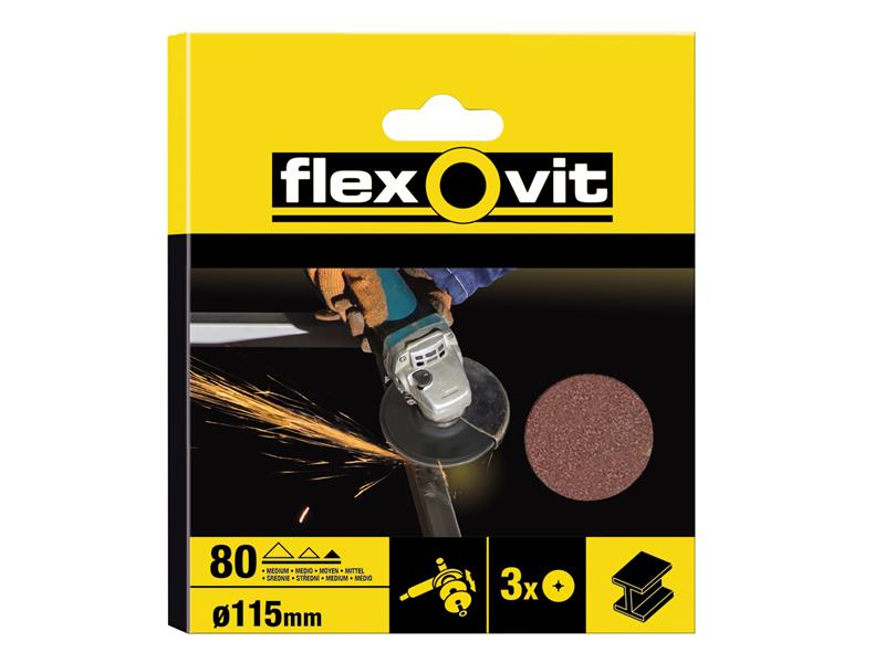 Flexovit FLV27535 Aluminium Oxide Fibre Discs 115mm