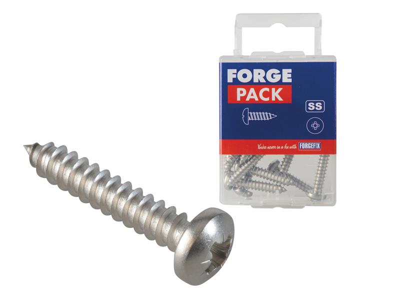 Self-Tapping Screws, Pozi, Pan Head, A2 Stainless Steel