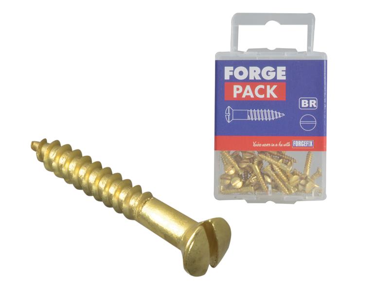 Wood Screws, Slotted, RAH, Brass, ForgePack